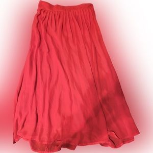 Red pleated maxi skirt. Size medium